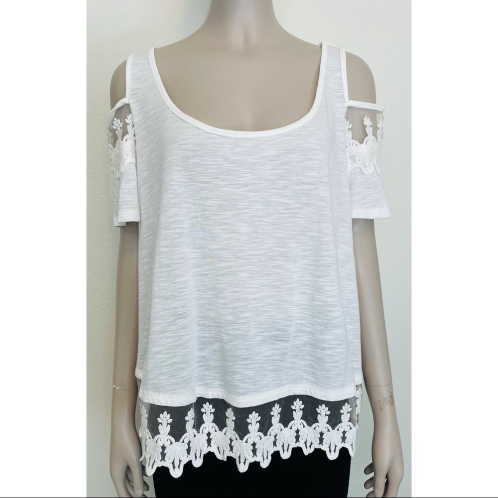 American Rag White Cold Shoulder Top NWT
